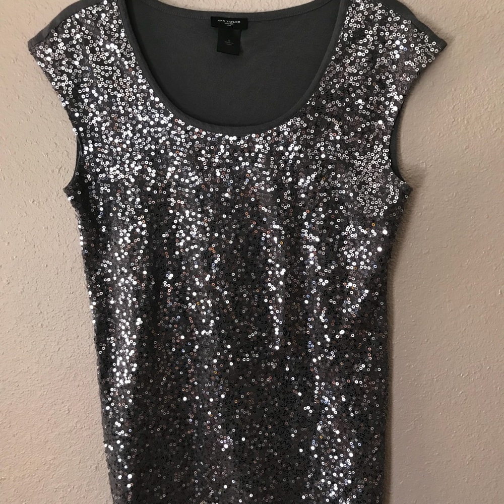 Ann Taylor Glitter Top Sz S
